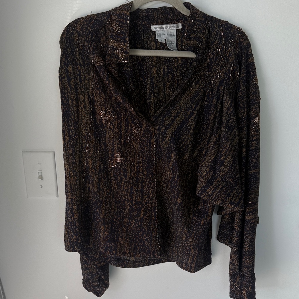 Chic Black and Brown Women's Blouse